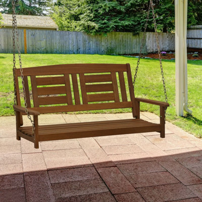 Walplus Furinno Tioman Hardwood Hanging Porch Swing With ChainNatural from B&Q