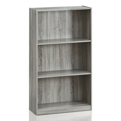 Walplus Furinno Basic 3-Tier Bookcase Storage ShelvesFrench Oak Grey99736Gyw from B&Q