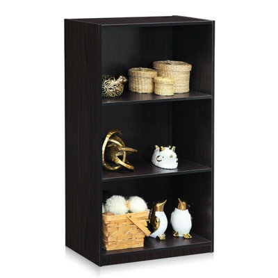 Walplus Furinno Basic 3-Tier Bookcase Storage ShelvesDark Walnut from B&Q