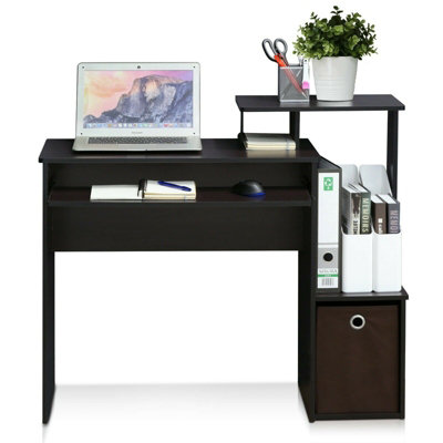 B&Q -  Furinno Econ Multipurpose Home Office Computer Writing Desk W/binDark Walnut