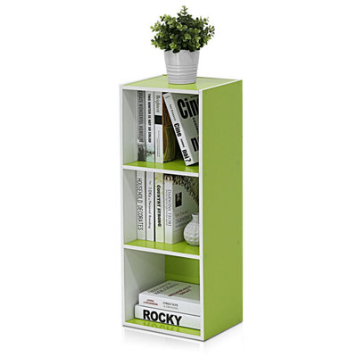 Walplus Furinno Pasir 3-Tier Open Shelf BookcaseWhite/green 11003Wh/gr from B&Q