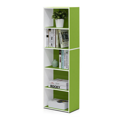 Walplus Furinno 5-Tier Reversible Color Open Shelf Bookcase White/green 11055Wh/gr from B&Q