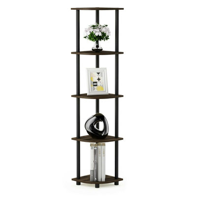 Walplus Furinno Turn-N-Tube 5 Tier Corner Display Rack Multipurpose Shelving UnitColumbia Walnut/black from B&Q