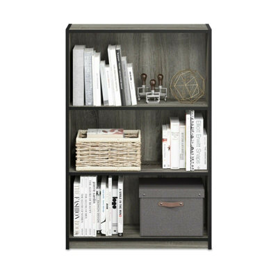 Walplus Furinno Jaya Simple Home 3-Tier Adjustable Shelf BookcaseFrench Oak Grey from B&Q