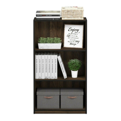 Walplus Furinno Basic 3-Tier Bookcase Storage ShelvesColumbia Walnut/black from B&Q