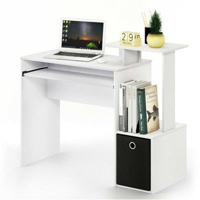 B&Q -  Furinno Econ Multipurpose Home Office Computer Writing Desk W/binWhite/black