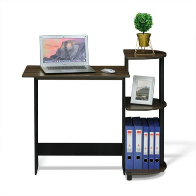 Walplus Furinno Compact Computer Desk With ShelvesColumbia Walnut/black from B&Q