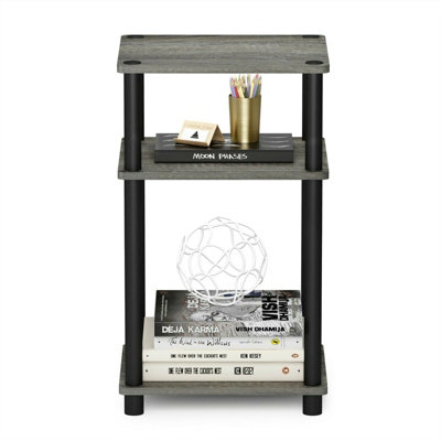 Walplus Furinno Just 3-Tier Turn-N-Tube End TableFrench Oak Grey/black from B&Q