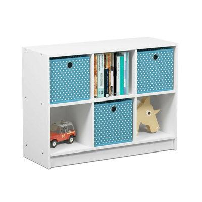 B&Q -  Furinno Basic 3X2 Bookcase Storage W/binsWhite/light Blue