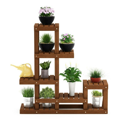 Walplus Furinno Tioman Hardwood Flower Stand In Teak OilNatural from B&Q