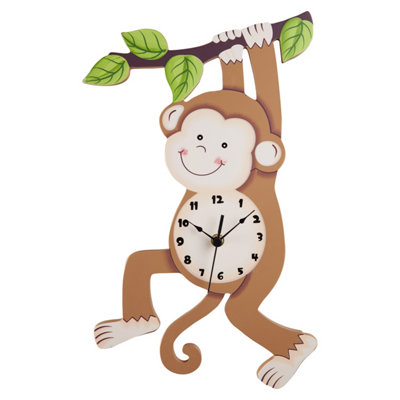 B&Q -  Sunny Safari Monkey Kids Wall ClockBrown