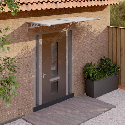 Berkfield Door Canopy Grey And Transparent 199X90 Cm Polycarbonate from B&Q