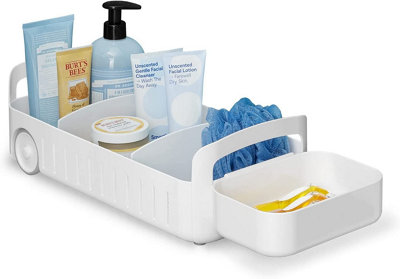 Youcopia 8" White Under Sink Rolling Bathroom Caddy Bin