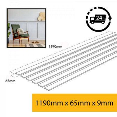 B&Q -  Mdf Wall Panel Kit / Strips / Slats (10 Pack) Shaker Kit- Rectangle Wall Panels / Panelling1190mm X 65mm X 9mm