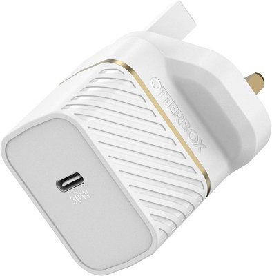 Otterbox Usb-C Pd Gan Uk Wall Charger 30W, Usb-C Fast Charger For Smartphone And Tablet, Drop Tested, Rugged, Ultra Durable, White