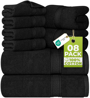  - Utopia Towels 8 Piece Towel Set2 Bath 2 Hand And 4 Washcloths Cotton Hotel Quality Super Soft Highly Absorbent (Black)
