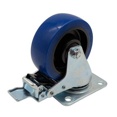 Penn Elcom Total Lock Braked Swivel Castor With Blue Wheel100mm from B&Q