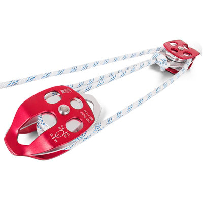 VEVOR Twin Sheave Block and Tackle 7700LBS Pulley 150Ft 1/2In Double Braid Rope - Image 2