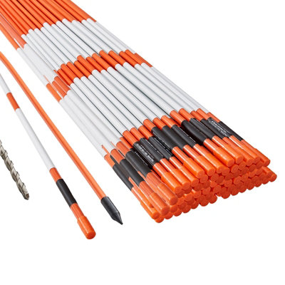 B&Q -  Driveway Markers100Pcs 48 Inch0.31 Inch DiameterOrange Fiberglass Poles Snow Stakes With Reflective Tape