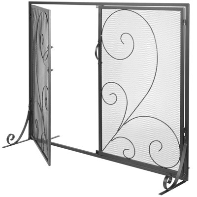 B&Q -  Fireplace Screen 2 Panel With DoorSturdy Iron Mesh Fireplace Screen990(L) X802(H)mm Spark Guard Cover