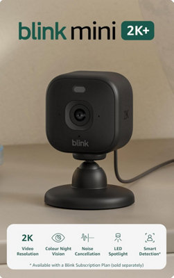 Blink Mini 2 K+ (Newest Gen) Indoor Plug-In Home Security Camera Pet With 2 K Video Resolution 4 X Zoom Colour Night Vision Works from B&Q