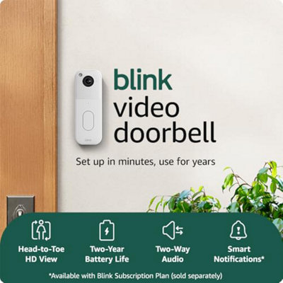 Blink Video Doorbell Add-On Head-To-Toe Hd ViewTwo-Year Battery LifeSimple SetupIp 65 Works With Alexa Required Sync Module from B&Q