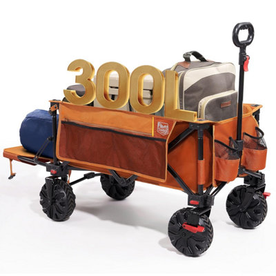 Timber Ridge Festival Trolley300 L Folding Beach Cart With Brakes & Adjustable Tailgate135 Kg Capacity Collapsible Wagon from B&Q