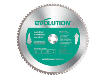 Evolution Aluminium Cutting Chop Saw Blade 355 X 25.4Mm X 80T