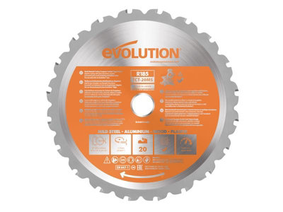 Evolution R185Tct-20Ms Multi-Material Mitre Saw Blade 185 X 20mm X 20T from B&Q