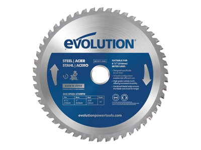 Evolution M210Tct-50Ms Mild Steel Cutting Mitre Saw Blade 210 X 25.4mm X 50T from B&Q