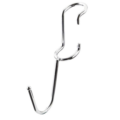 B&Q -  Polehooks Chrome Clip-On J Hooks For 1" Wire Shelving 5-Pack