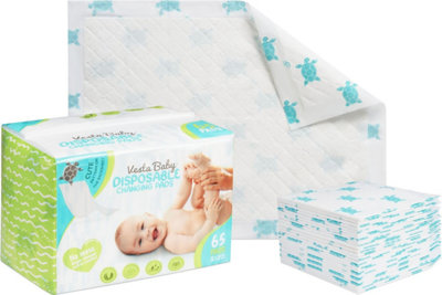 Vesta Baby Disposable Changing Pads65 Soft Absorbent Leak Proof Incontinence MatsNewborn Portable Nappy Change Underpads from B&Q