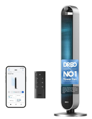 Dreo 42 Inch Smart Tower Fan20 Db Quiet Cooling For Bedroom12 Speeds Standing With Remote28 Ft / S Velocity Alexa 120 from B&Q