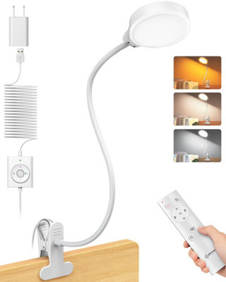 Glocusent 5 W Clip On Light36 Led Eye Caring Reading For Bed3 Colors & 5 Brightness On Lamp With Adapter/ Bunk Remote & from B&Q