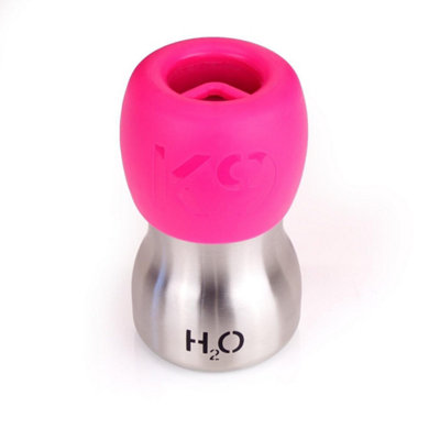 B&Q Pink H2o4k9 Portable Pet Dog Drinking Water Bottle Stainless Steel 270Ml