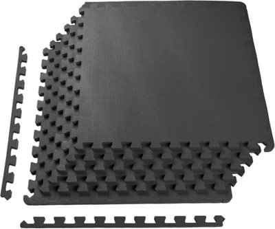 Balancefrom Black Puzzle Exercise Mat, High-Density Eva Foam Interlocking Tiles, Size 24