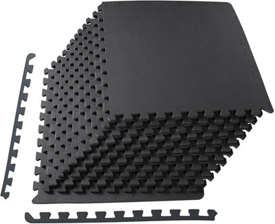 Balancefrom Black Puzzle Exercise Mat, High-Density Eva Foam Interlocking Tiles, Size 48