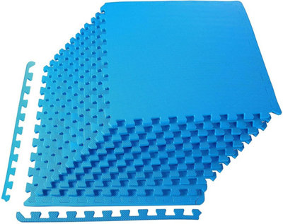 Balancefrom Blue Puzzle Exercise Mat, High-Density Eva Foam Interlocking Tiles, Size 48