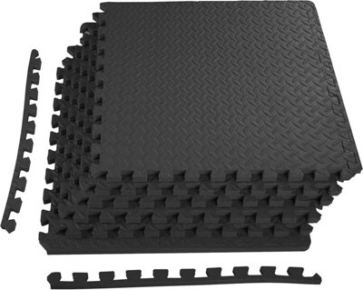Puzzle Exercise MatBalancefrom Eva Foam Interlocking Tiles24 Sq FtBlack from B&Q