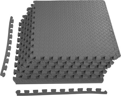 Puzzle Exercise MatBalancefrom Eva Foam Interlocking Tiles24 Sq FtGrey from B&Q
