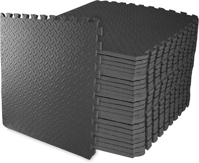 Puzzle Exercise MatBalancefrom Eva Foam Interlocking Tiles96 Sq FtBlack from B&Q