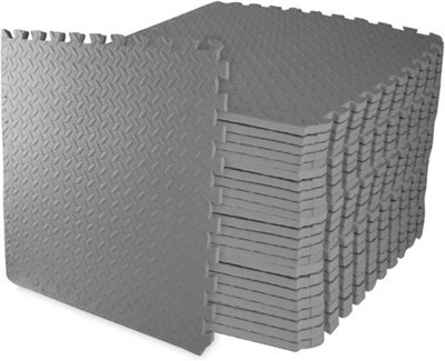 Puzzle Exercise MatBalancefrom Eva Foam Interlocking Tiles96 Sq FtGrey from B&Q