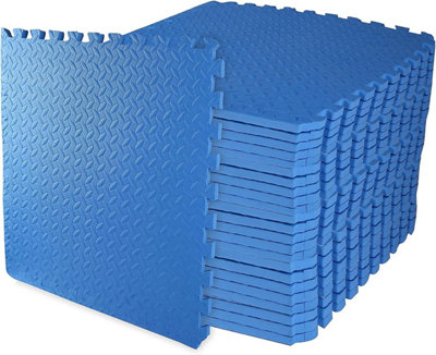 Puzzle Exercise MatBalancefrom Eva Foam Interlocking Tiles96 Sq FtBlue from B&Q