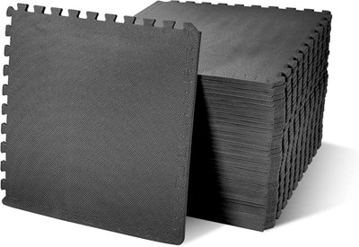 Puzzle Exercise MatBalancefrom Eva Foam Interlocking Tiles144 Sq FtBlack from B&Q