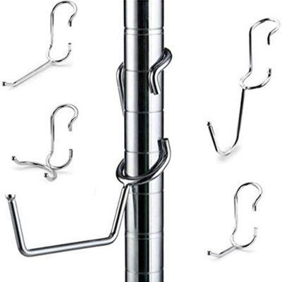 B&Q -  Polehooks Chrome Clip-On Wire Shelving Hooks Variety Pack 5-Pack For 1" Metal Shelving