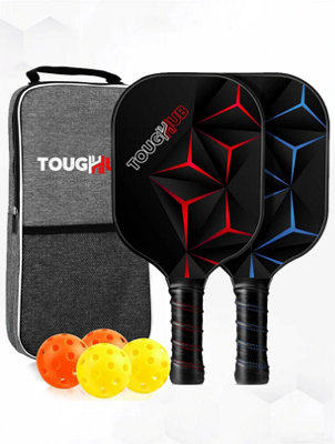 WrightFits Pickleball Paddles SetFiberglass Lightweight Pickle Ball Rackets With 4 Balls & CarrybagsNon-Slip Grip Paddleball Set With Po from B&Q