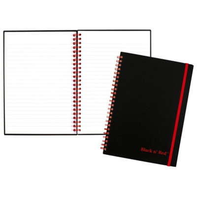 Blackcolors Black N Red Notebook Wirebound Polypropylene 90Gsm Ruled 140 Pages A5 Ref C67009 Pack Of 5 from B&Q