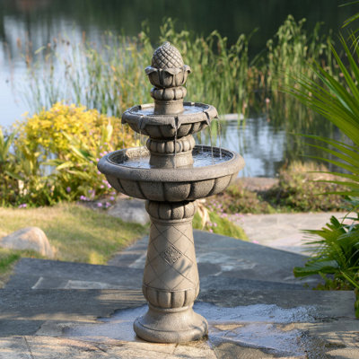 Teamson Home Two-Tier Tradtional Birdbath Outdoor Garden FountainLight Grey from B&Q