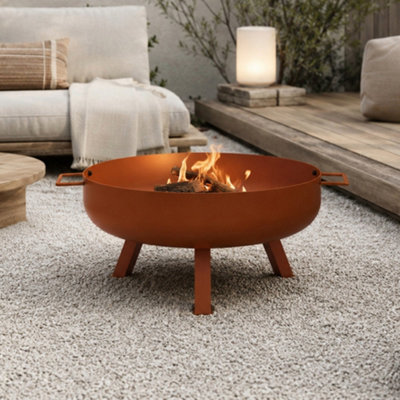 B&Q -  Outdoor Garden Fire Pit 70Cm With Spark Guard Brown