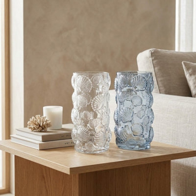 Garden Greatness Duo Embossed Glass Shell Decorative Vase from B&Q